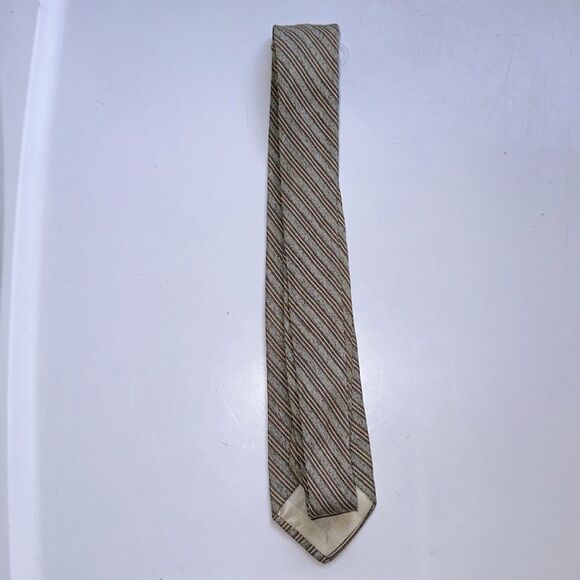 Vintage 50s/ 60s Haband’s TyTweed tan & brown diagonal stripe tie - Picture 3 of 4